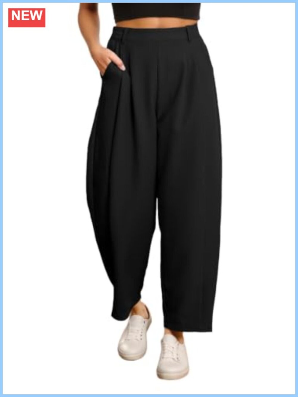 Wide Leg Barrel Pants High Rise Pleated Women Casual Trousers